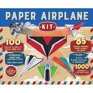 Paper Airplane Kit: 100 Planes To Fold & Fly, 1000 Stickers, Launcher & 100